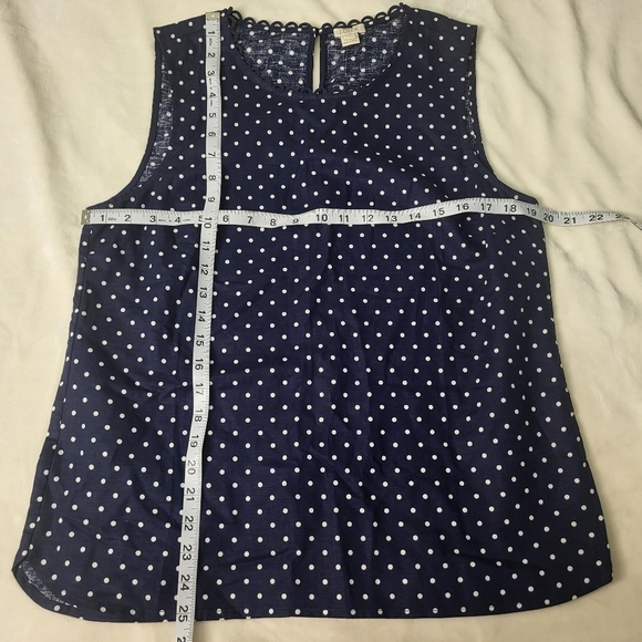 J. Crew Navy Blue and White Polka Dot Sleevless Blouse - Picture 3 of 6